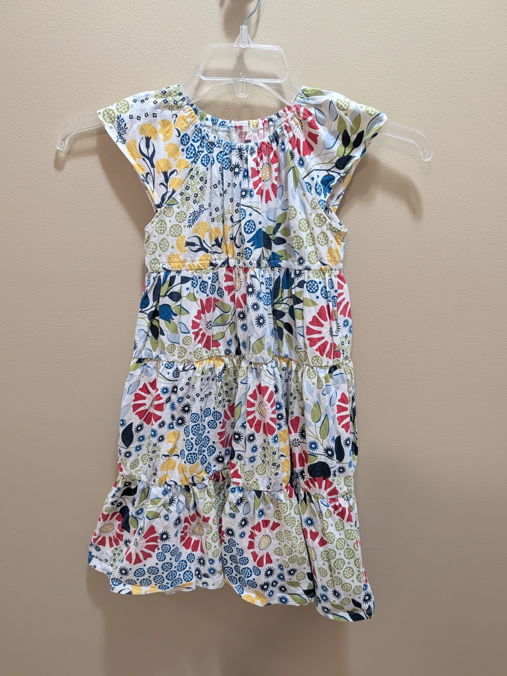 Tea Collection Multicolor Floral Tiered Cotton Dress Size 7
